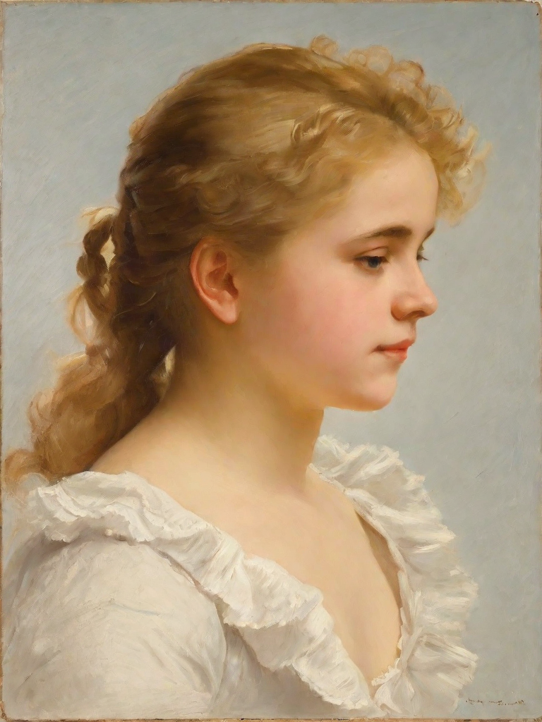 00043-a front portrait painting of a 15yo Girl, dress, simple background, blonde hair, side view, simple background, frills, profile,.png